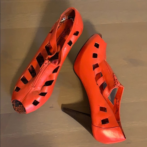 David Dixon Red Leather Heels - Women’s Size 7.5 - Picture 3 of 4
